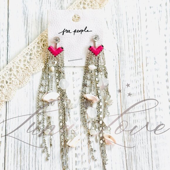 FREE PEOPLE Cruise Dangle Earrings In Pink & SIlver NWT - Picture 4 of 6